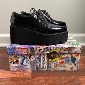 Jeffrey Campbell Black Patent Wedge Shoe